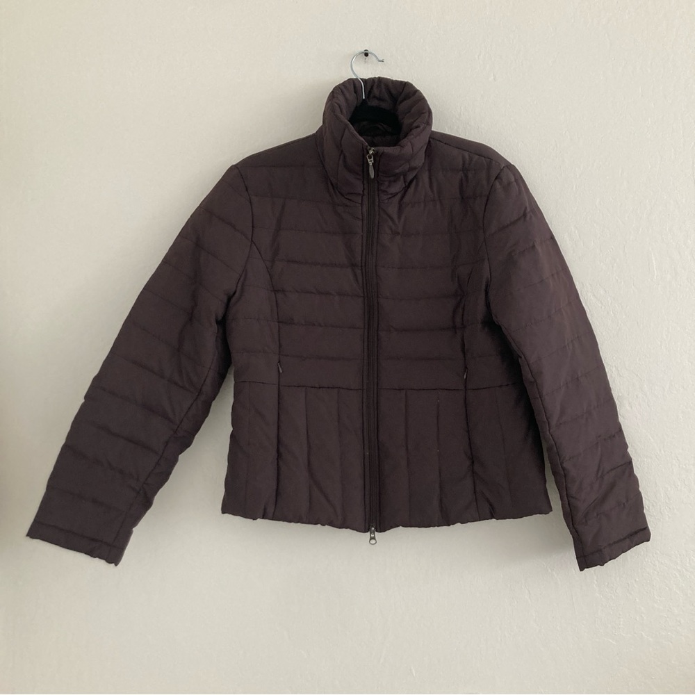 Kenneth Cole Down Feather Puffer Jacket Packable Brown Winter Layer Womens Large
